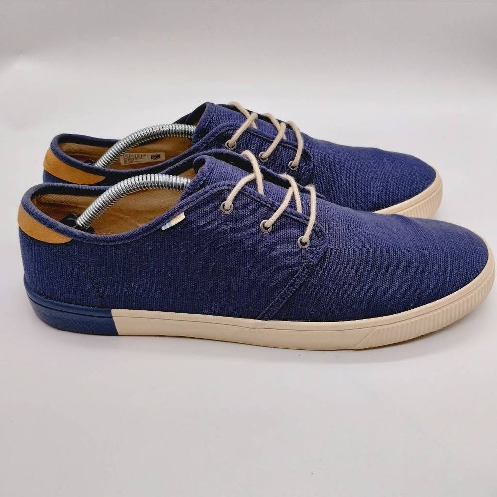 Tom's Oceana Heritage Canvas Carlo Vegan Sneakers Mens Size 12 Blue Casual Shoes